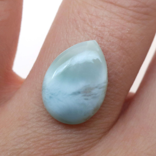 Kabošon larimar kapka 14,1mm — foto 1