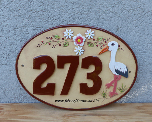 Keramická cedule -velký ovál 31,5x21,5 cm/ na obj.