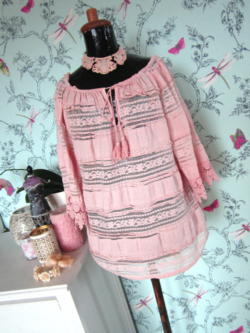 Boho halenka powder pink — foto 1