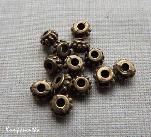 Kovové korálky starobronz 4x5mm 6kusů