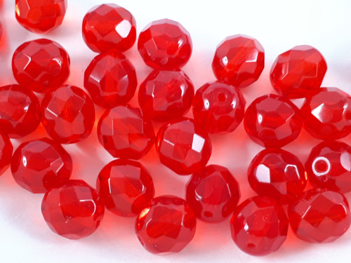 Červené broušené korálky 10 mm