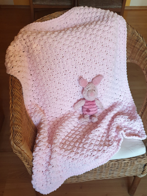 Pletená deka pro miminka - světle růžová — foto 1