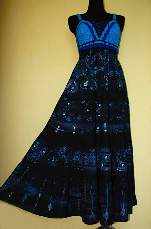 Boho Maxi Šaty De Luxe " Modrém" Jedinečná Sleva — foto 1