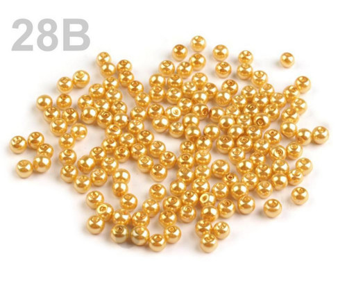 50g Zlatá Skleněné Voskové Perly Ø4mm, Korálky