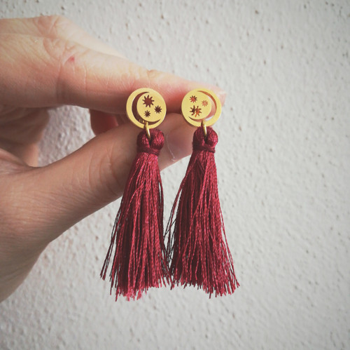 Moon red tassels - náušnice — foto 1