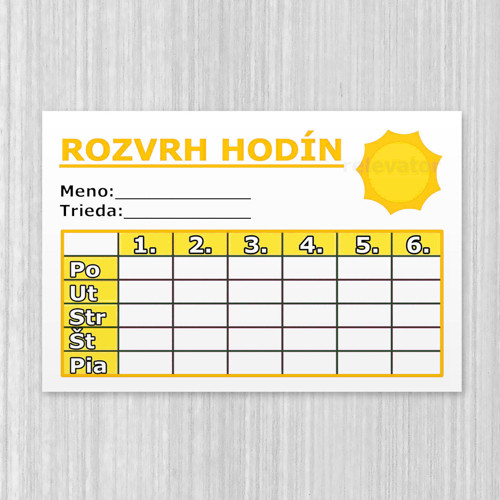 Rozvrh hodín - slniečko