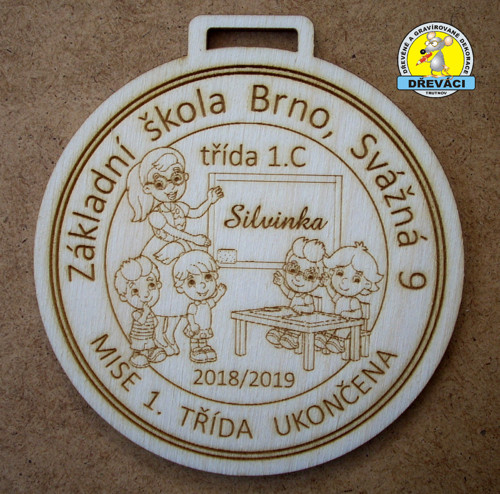 Dřevěná MEDAILE MŠ Brno 2019 personifikovaná