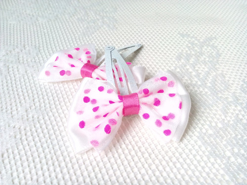 Pin Up sponky do vlasov (biela/ružové bodky)