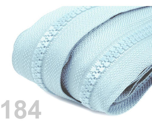 10m 184 Cloud Blue Zip Kostěný 5mm Metráž, Zipy V