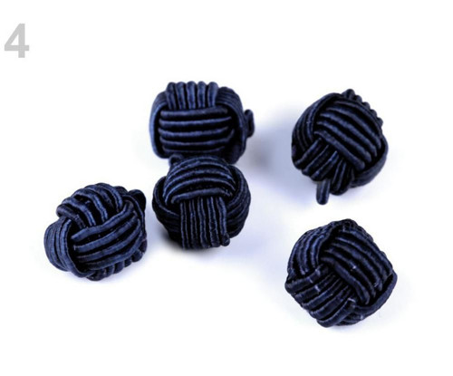 10ks 4 Modrá Tmavá Uzlový Knoflík Ø10mm, Knoflíky