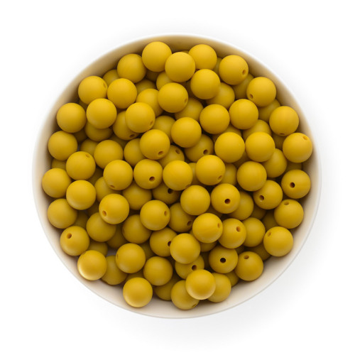Silikonové korálky 12mm (10ks) - mustard