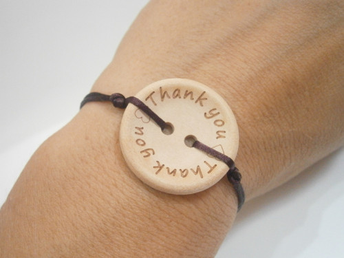 Saténový náramek *Knoflík - Thank You *
