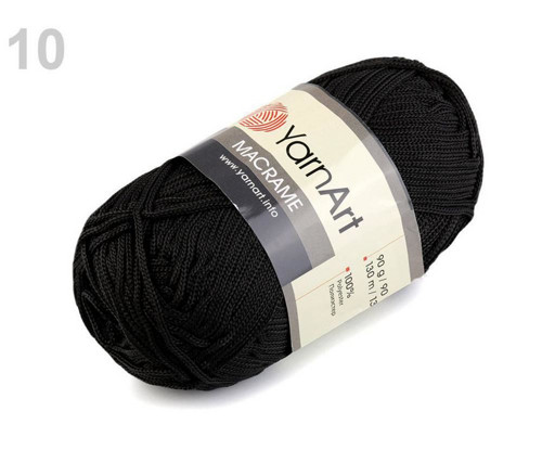 1ks 10 (148) Černá Pletací Příze Macrame 90g Yarna