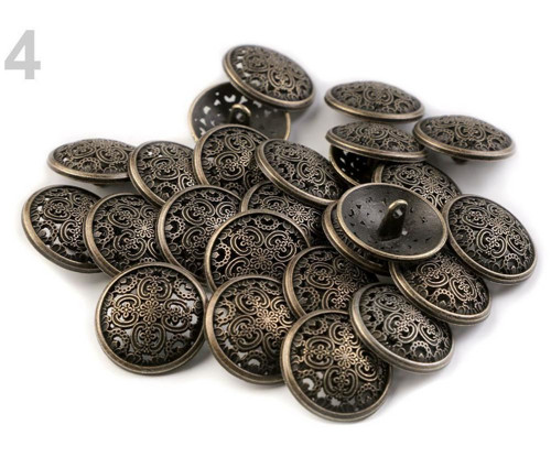 25ks Staromosaz Knoflík Kovový Filigrán Velikost