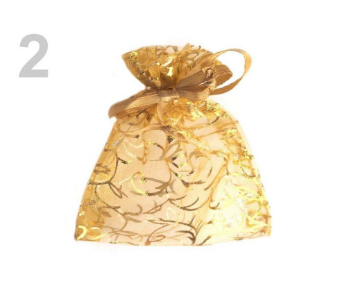 5pc 2 Zlaté Poručík Organza Dárkové Tašky Cca. 7x1