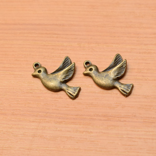 Ptáček - starobronz - 15 x 22mm — foto 1