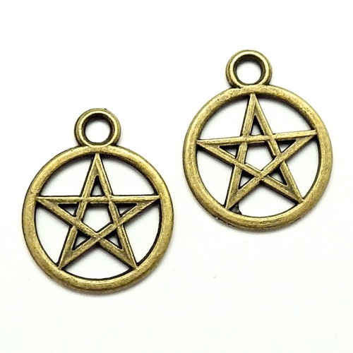 Bronzový přívěsek - pentagram, 2 kusy