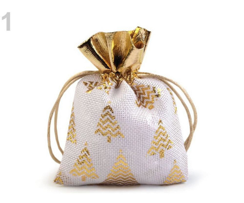 1ks Bílé Zlato Dárková Taška 10x13cm Imitace Juty,