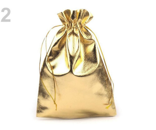 1ks 2 Zlaté Kovové Dárkové Pouzdro 16.5x23cm Lurex