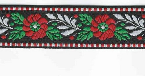 Černá krojová stuha - vzorovka - š 2,5 cm