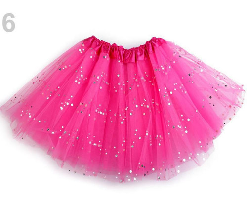 1ks 6 Růžová Pink Karnevalová Sukýnka S Flitry, Ka