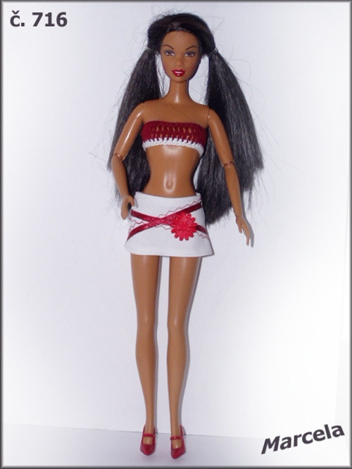 Top topík sukně obleček na barbie panenky