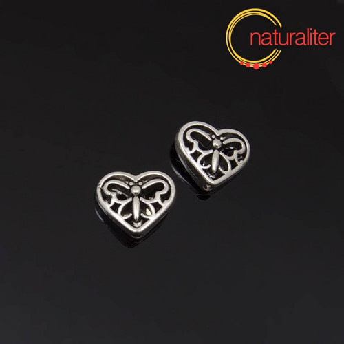 Korálek srdce s motýlkem - starostř. 10x12mm, 2ks
