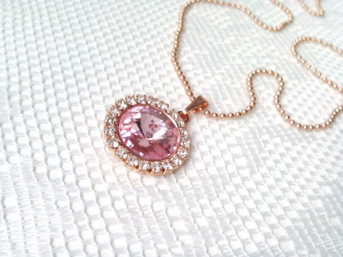 Rose Gold necklace (24k necklace/Swarovski)