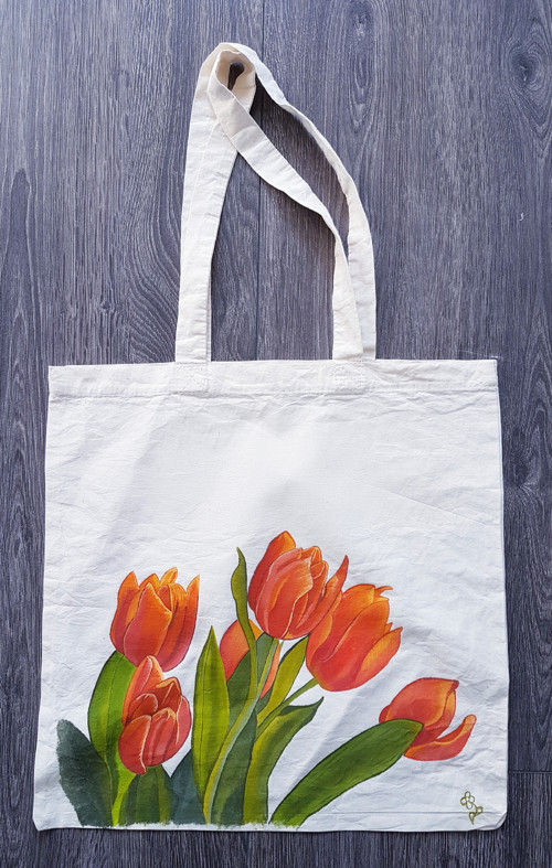 Bavlněná taška - Oranžové tulipány