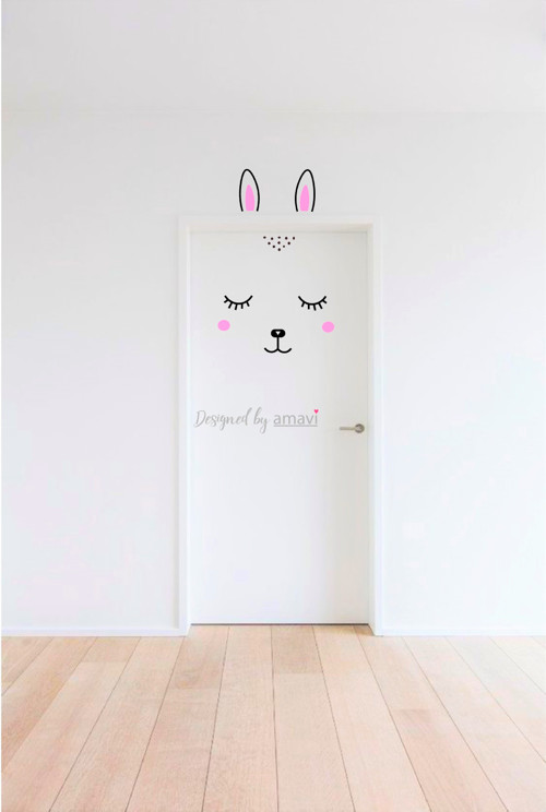 Nálepka na dveře / zeď - Happy Bunny v01