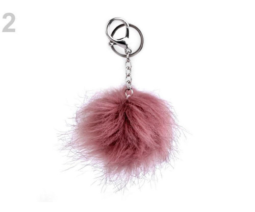 1ks Vintage Růžové Světlo Kožešiny Pom Pom Klíčenk
