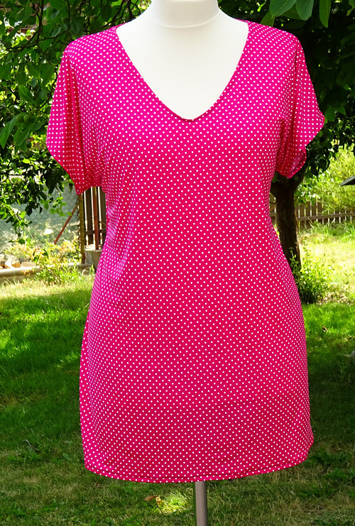Tunika -fuchsiovo bílý puntík-XXL