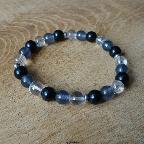 Ochranný s obsidiánem, křišťálem a jadeitem..