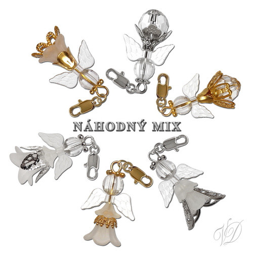 Andělé přívěsky s karabinkou MIX 5ks - 18 Kč/ks