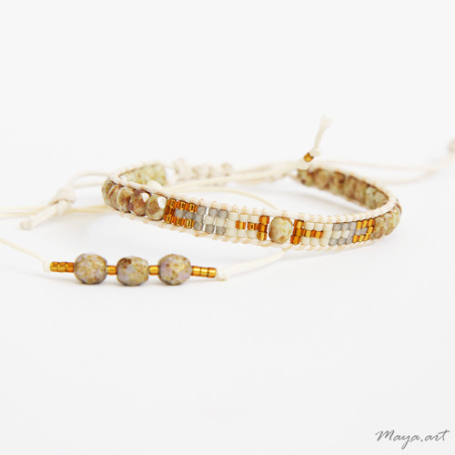 Zlatobéžová sada náramků WEAVED BRACELET