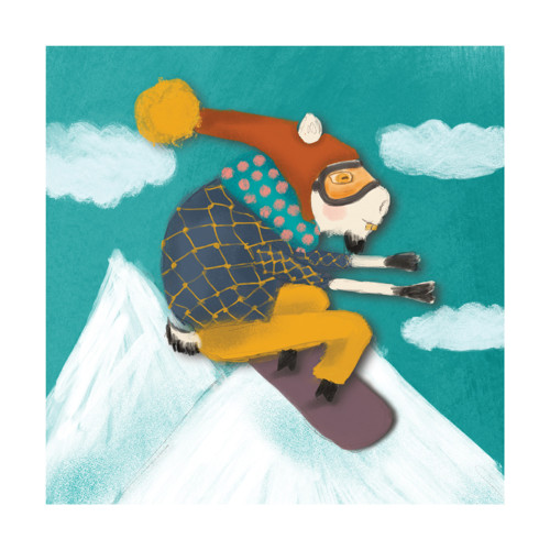 Hipster/Snowboarding Goat 30x30cm