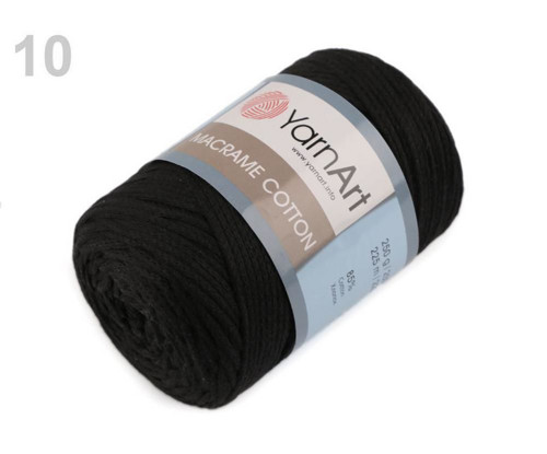1ks 10 (770) Černá Pletací Příze Macrame Cotton — foto 1