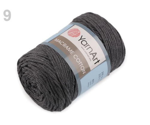 1ks 9 (758) Šedá Pletací Příze Macrame Cotton