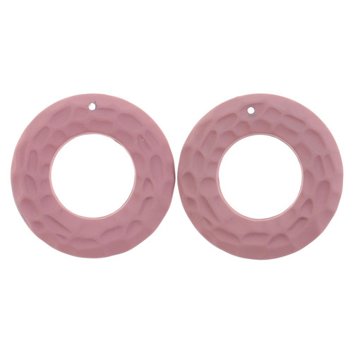 Kroužek růžový reliéf plastový 42mm 1/2 ks