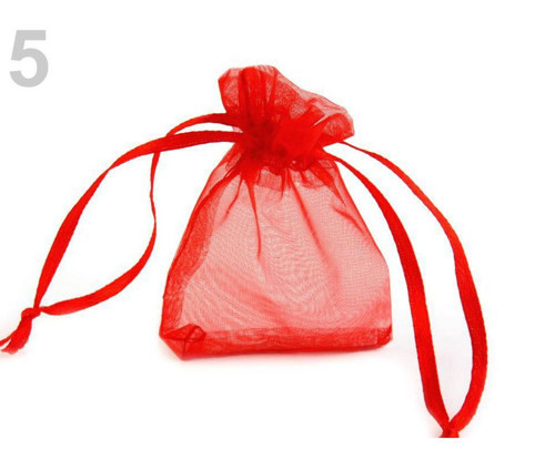 10ks Červená Organza Dárkové Tašky 5x7cm, Tašky, D
