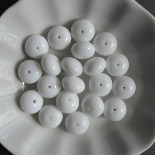 Skleněné korálky Precios bílé disky-14,3 mm, 20 ks
