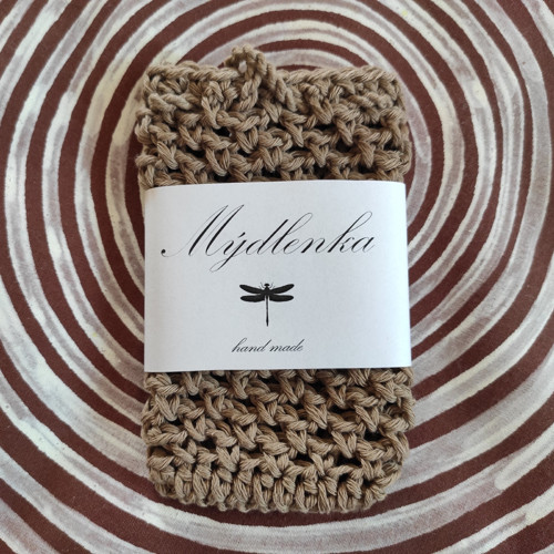 Háčkovaná mýdlenka taupe hnědá — foto 1