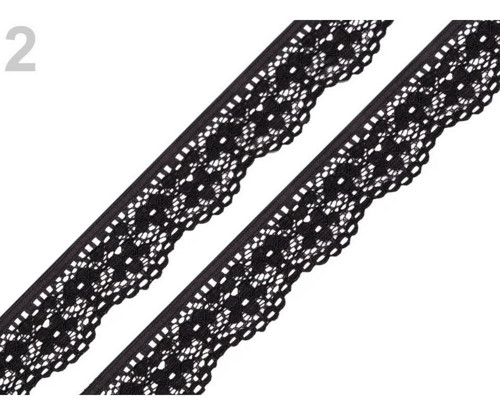 13.5m 2 Black Elastická Krajka Šíře 25mm, Elastick — foto 1