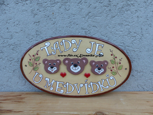 Keramický kachel velký ovál medvídci / na obj.