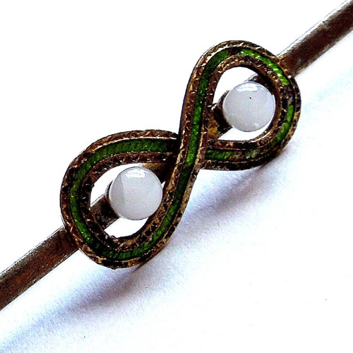Starožitná brož, smalt, 7 cm