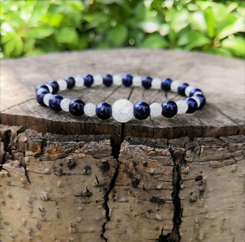 Praskaný křišťál*lapis lazuli*minerální náramek