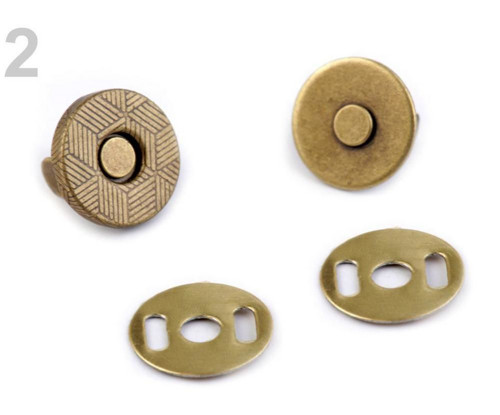 5sada 2 Staromosaz Magnetické Zapínání Ø10mm, Kovo
