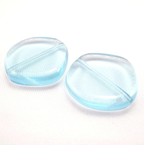 2ks Korálky Placka 15mm Aquamarine Light