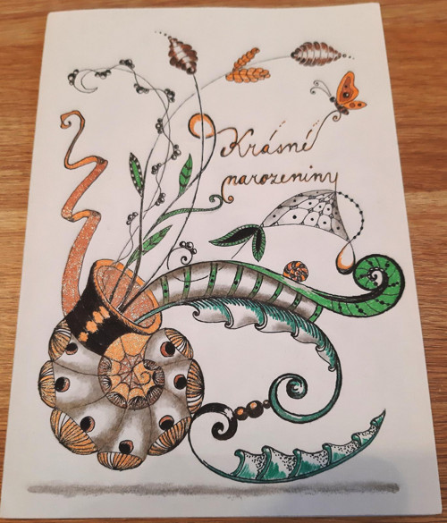 Zentangle přání k narozeninám č.1 — foto 1