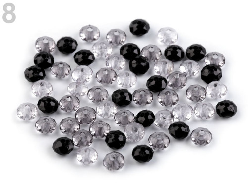 Plastové korálky broušené slavík 6x8mm (10g)-černá